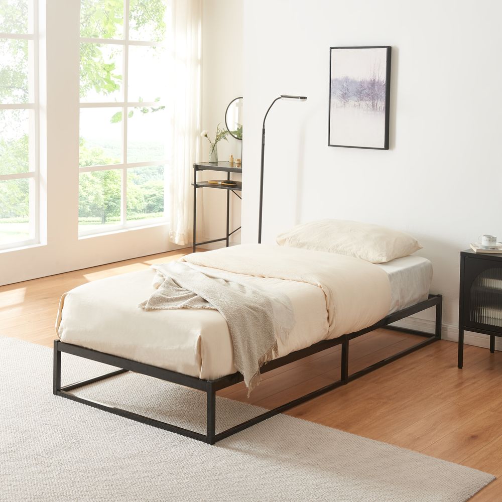 Metallbett 'Trerunta' Bettgestell 90 x 200 cm Stahl Schwarz