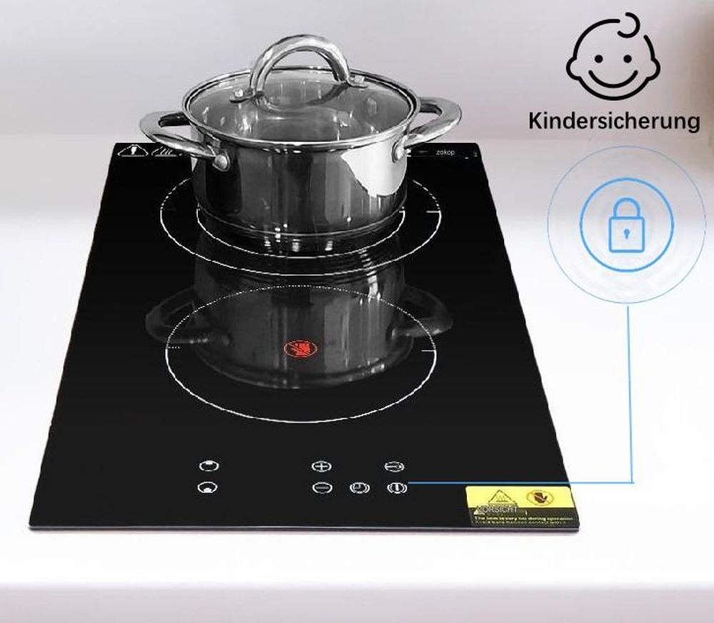 Kochplatte Elektroherd Doppel Keramikplatte mit Glaskeramik Tragbar Keramikplatte Kochfeld Keramikplatte Herdplatte Kochplatte Elektrokochfeld 3000W