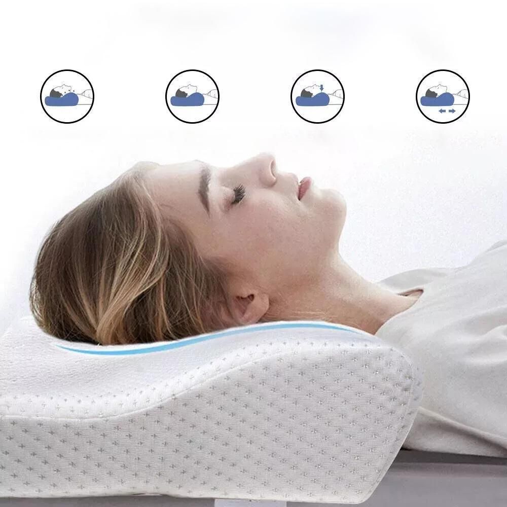 Juksun ergonomisches Nackenkissen 50x30cm für alle Schlafpositionen Memory Foam weiß atmungsaktiv waschbarer Bezug