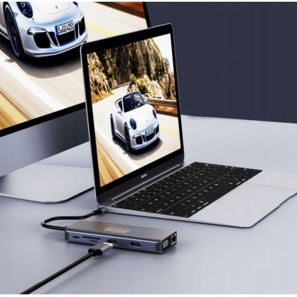 Adapter - 12-in-1 USB-C Hub - 2x HDMI - VGA - USB 3.0 - Gigabit Ethernet - SD - LAN - Audio - fur Windows