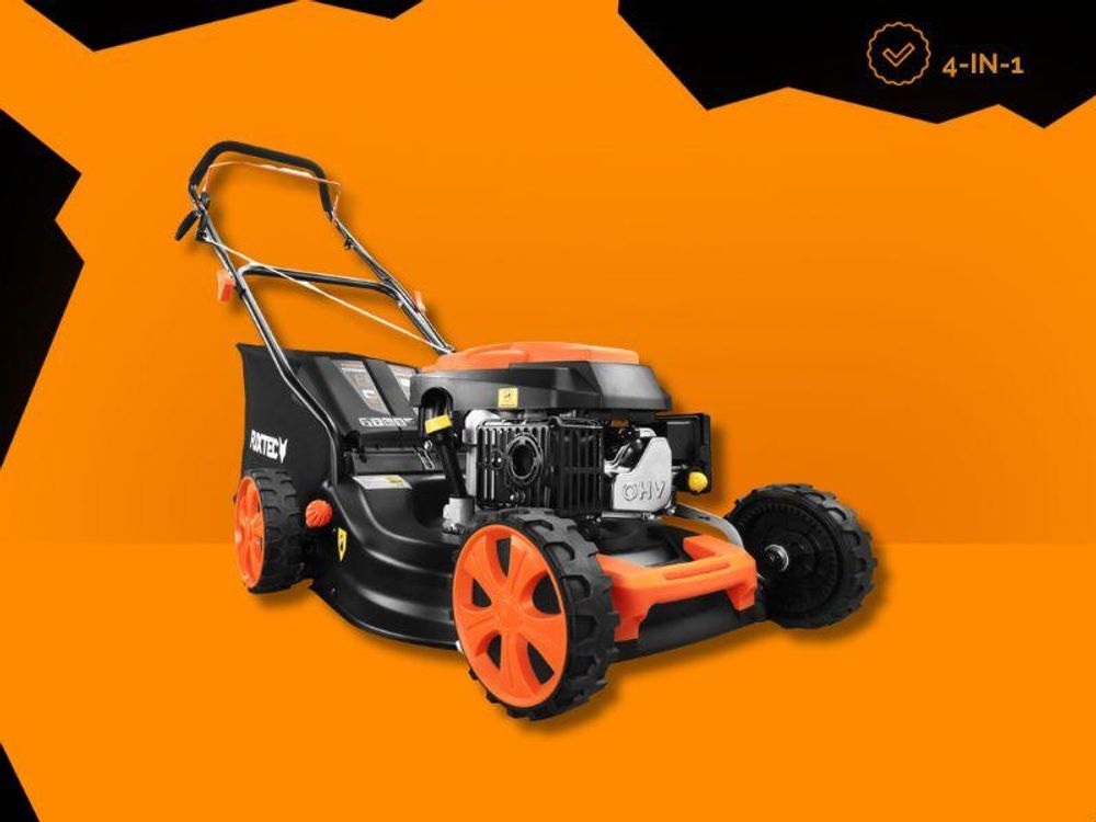 FUXTEC 3in1 Benzin Rasenmäher FX-RM4646ECO 3,5PS / 2,6kW | 46cm Schnittbreite & 7-stufige Schnitthöhenverstellung 25-75mm| 4-Takt Mäher - Inkl. 50L Grasfangkorb, Mulchfunktion & Reinigungsanschluss