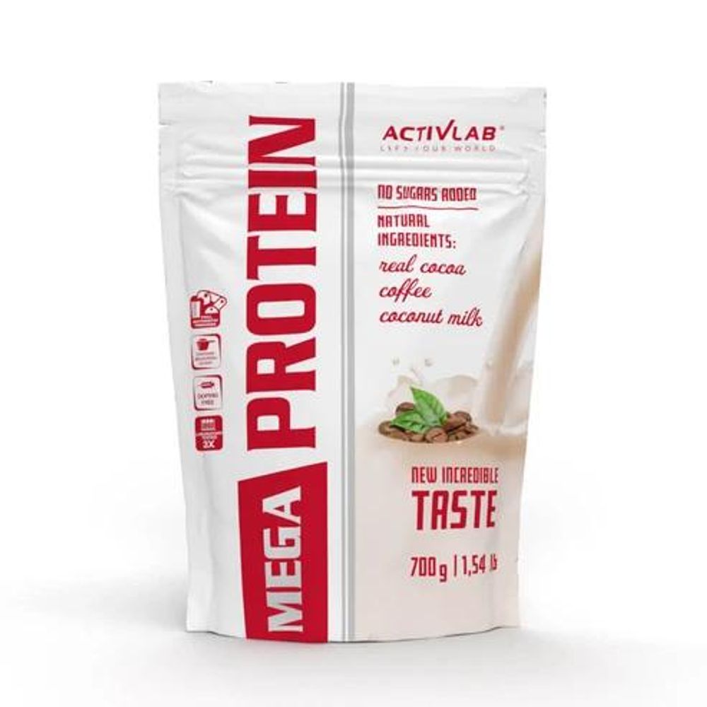 Activlab Mega PROtein 700 g, Kaffee, 70% Protein, Whey WPC + Kreatin, Taurin & L-Glutamin, 21 Portionen