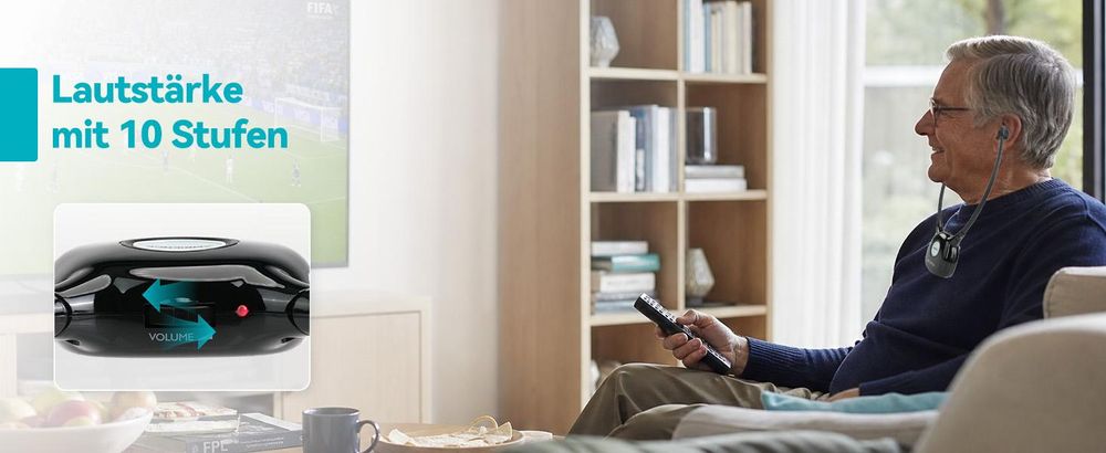 Retekess TA008 TV Kopfhörer, In-Ear mit Hörunterstützung, 2,4 GHz niedrige Latenz, unabhängige Lautstärkeregelung für LR, Funkkopfhörer für Senioren