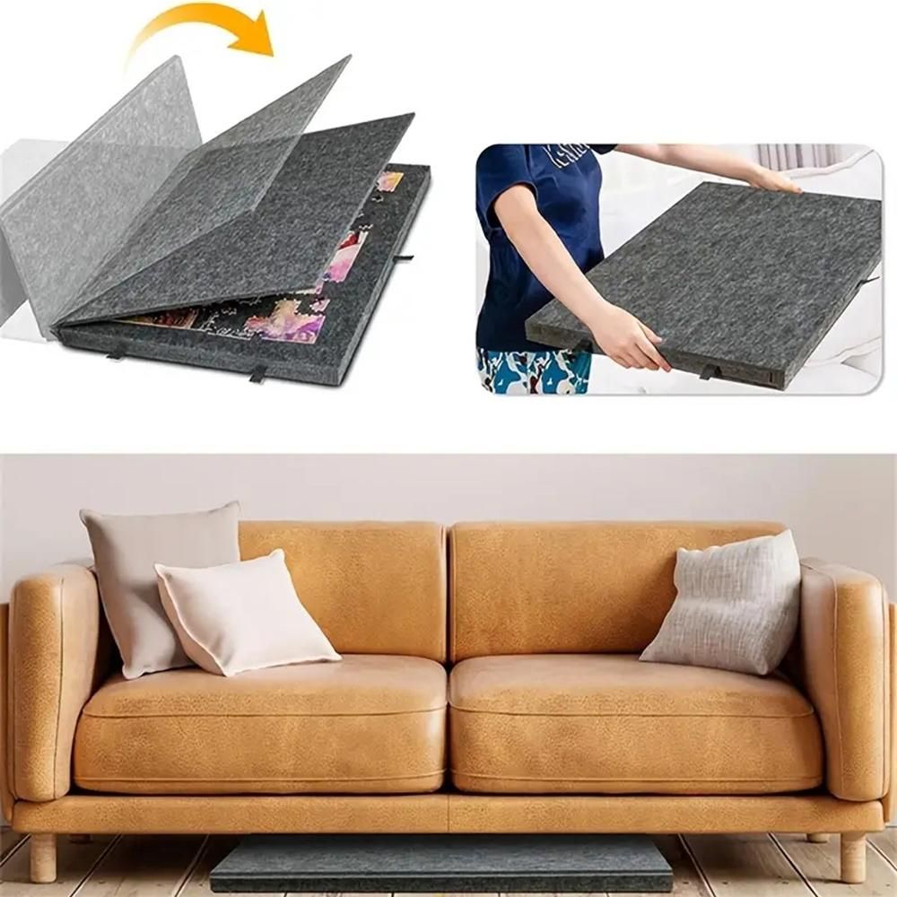 Juksun Puzzleplatte 77x53.6cm Filz grau mit 6 Schubladen Ständer und Schutzhülle für 1000 Teile