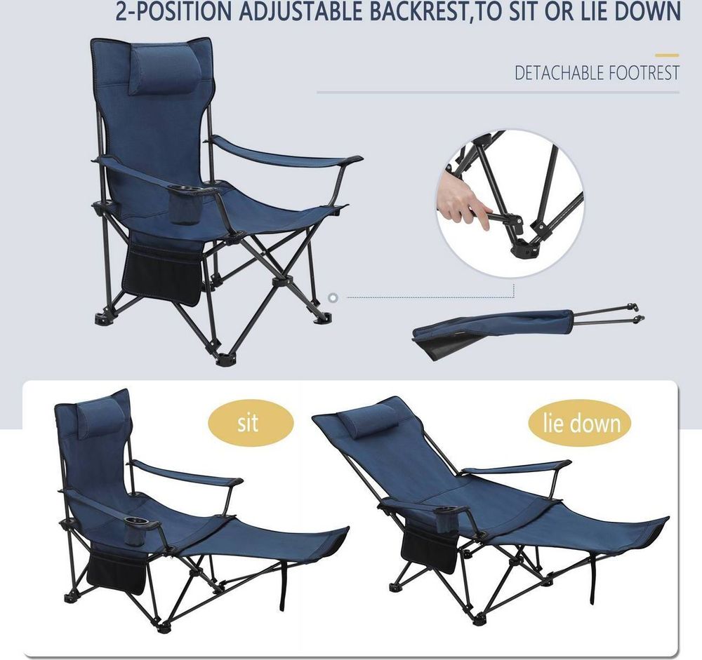 WOLTU 2er Set Campingstuhl, Klappstuhl, Liegestuhl, für Outdoor, Blau