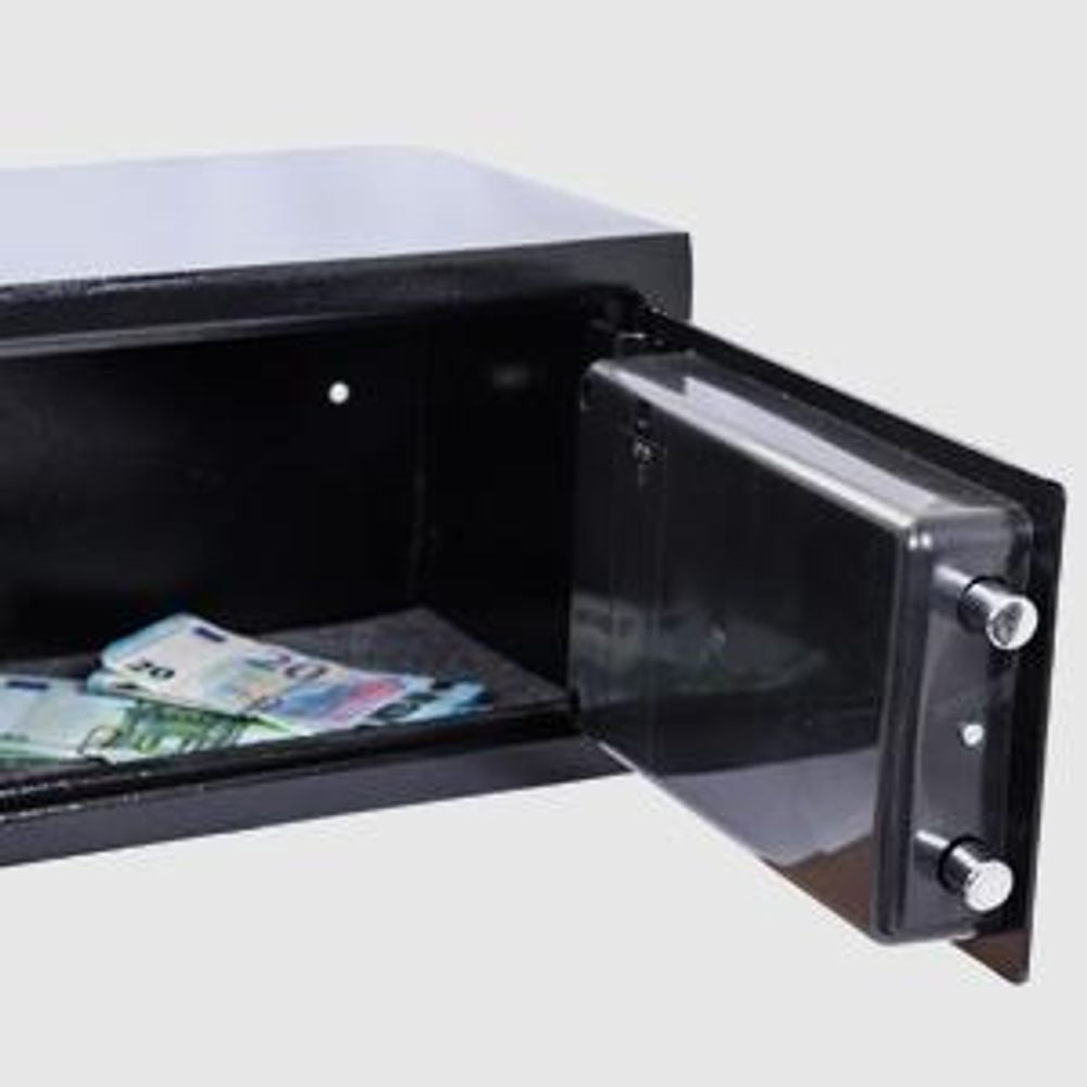 Tresor Elektronik Zahlenschloss 31x20x20cm LED Doppelstahlbolzen Montagematerial Safe Möbeltresor Grau