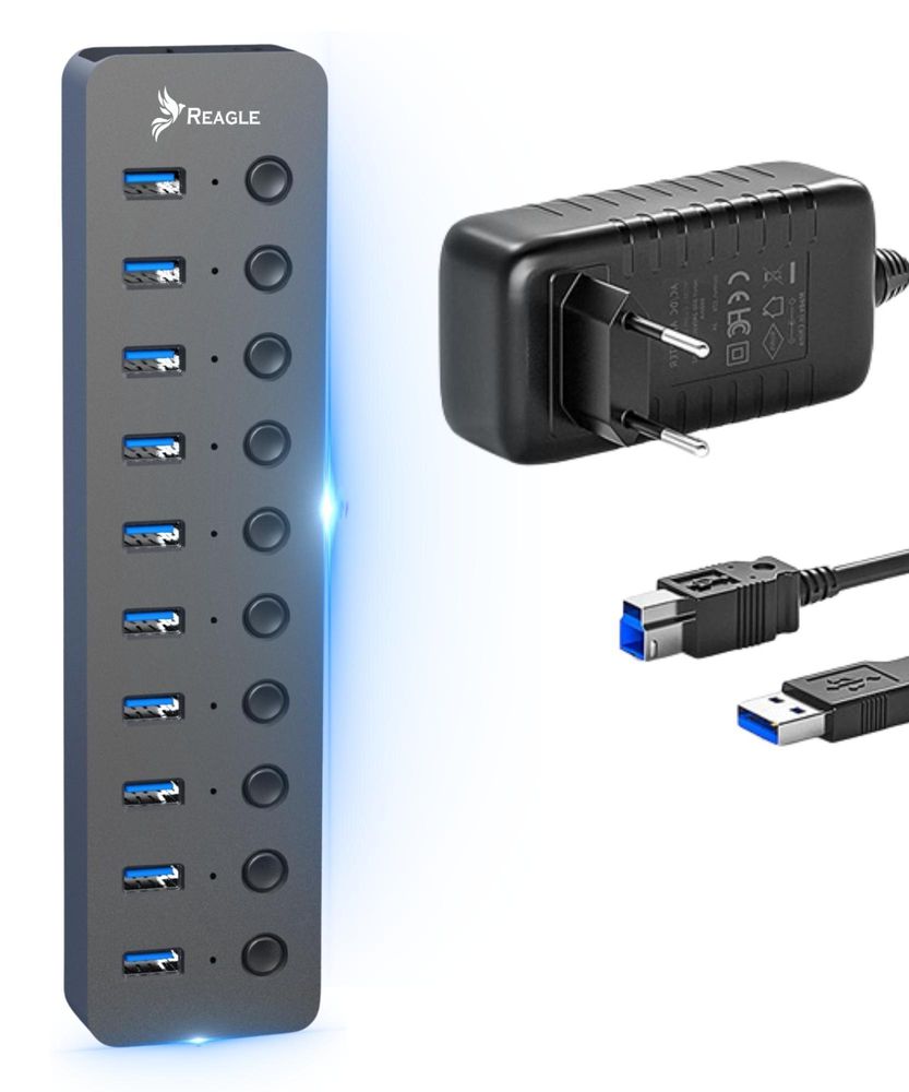 Reagle USB 3.1 PRO Aktiver 10-Port USB-A Adapter 36W