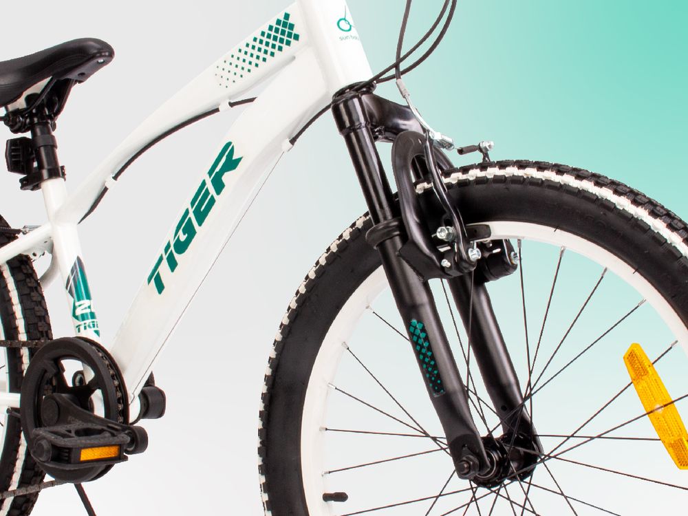 Kinderfahrrad Jungenfahrrad 20 Zoll Fahrrad mit 6 gang Kettenschaltungen Shimano RevoShift Tiger Bike weiß