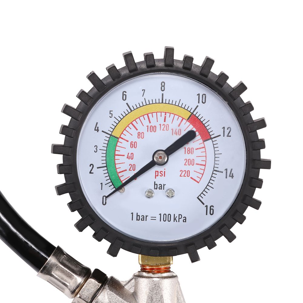 Reifenfüller mit Manometer Druckluft Reifendruckprüfer Reifendruckmesser Luftdruckprüfer Hohe Präzision Alle Kompressoren Zubehör Auto Motorrad LKW Retoo