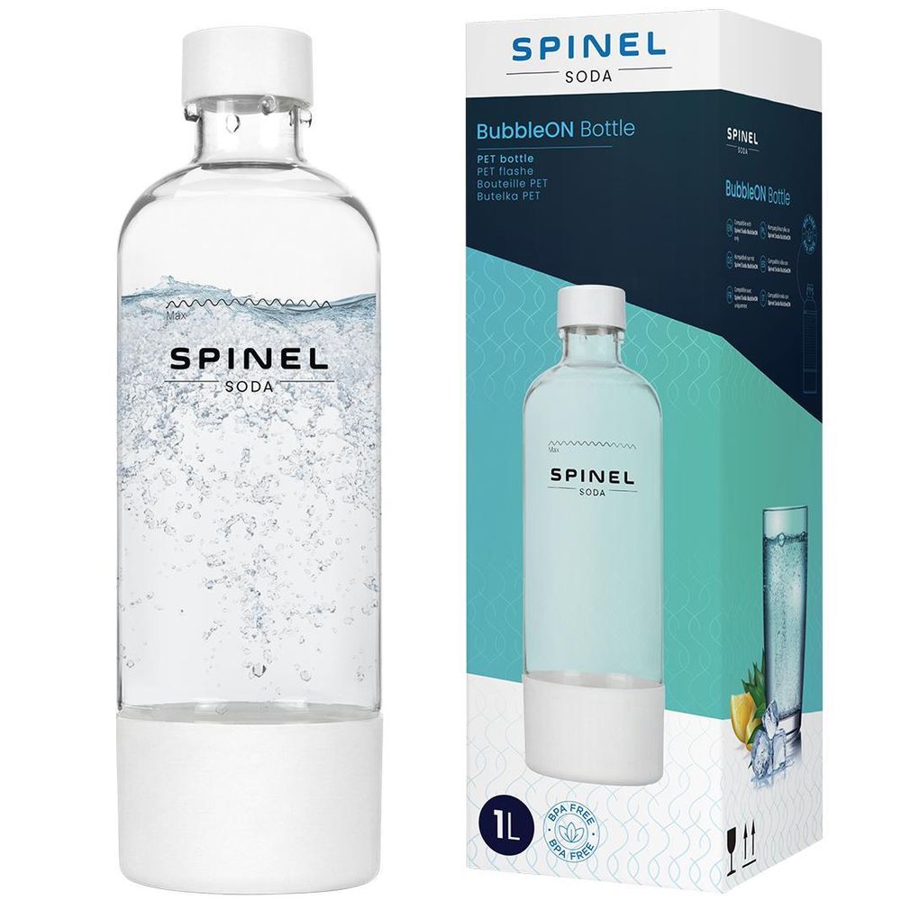SpinelSoda Flasche für Wassersprudler 1L Weiß BPA-frei Ersatzflasche Sprudlerflasche 1 Stück