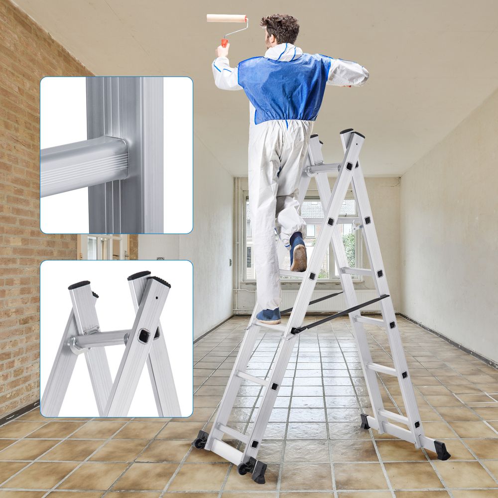 MAXCRAFT Mobile Aluminium Arbeitsbühne / Multifunktionsgerüst mit Rollen