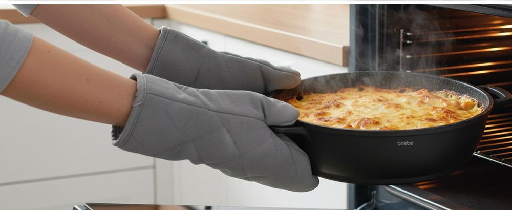 Briebe Black Titanium Servierpfanne für InduktionTitan, Topf 32cm Gussaluminium -Freie Glasdeckel Schwarz