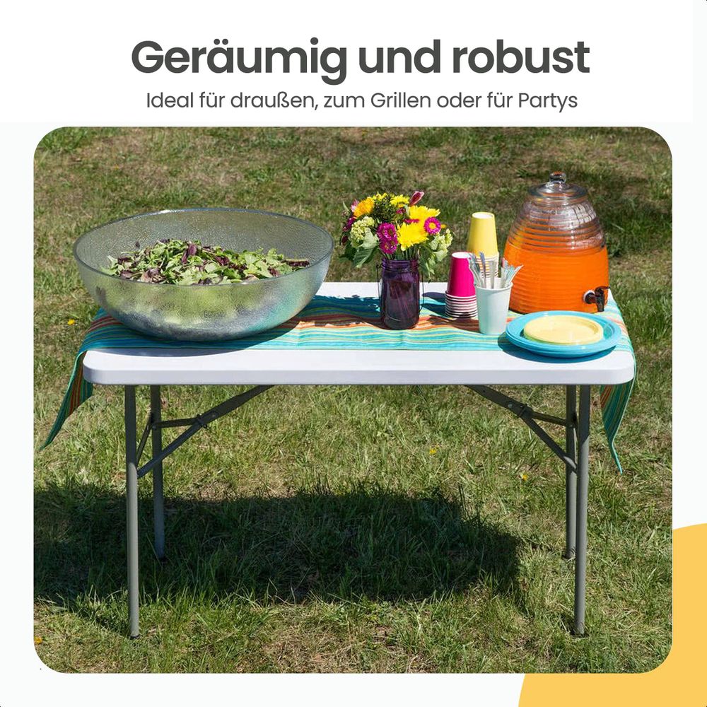 Goliving Outdoor Klapptisch – Campingtisch – Wetterfest – 122x60x74cm – Weiß