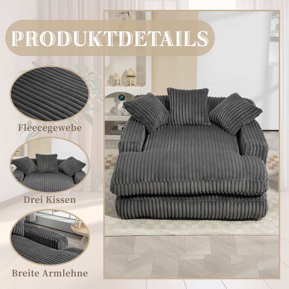okwish Schlafsofa Ecksofa mit 3 weichen Kissen,Relaxsofa Polstermöbel Tagesbett mit hochdichten Schwamm-Rahmen, für Wohnzimmer，Büro，Dunkel Grau