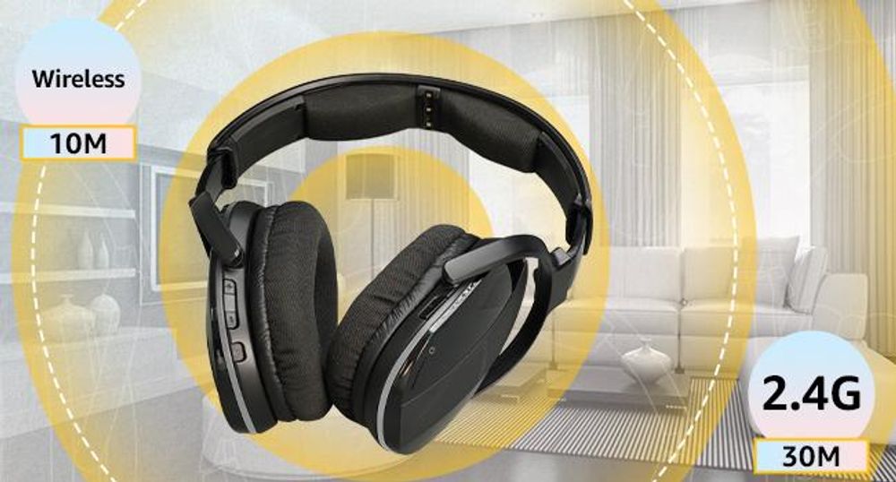 Retekess TA007 Bezdrátová sluchátka k televizi, nabíjecí stanice s vysílačem 2,4 GHz, dosah 60 m, kompatibilní s Bluetooth, sluchátka k televizi pro seniory, fotbalový zápas
