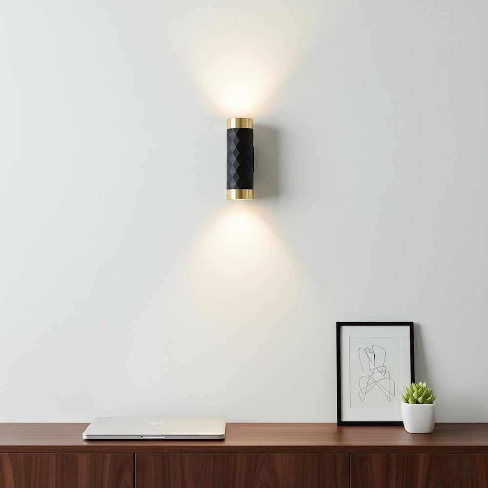 MasterLED Wandlampe GU10 - Schwarz mit Gold - Glamour Duo Innenleuchte aus Aluminium - Modern und elegant