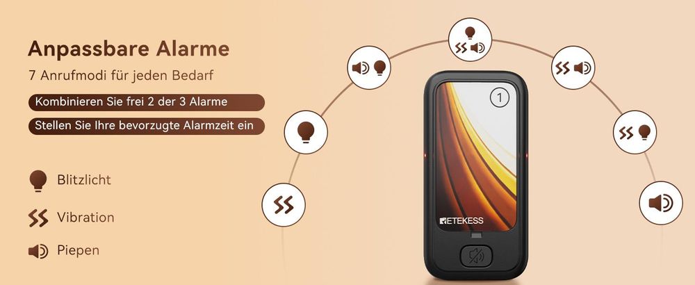 Retekess TD173P Pager Rufsystem, Restaurant Pager, 30 Pagers, 800M, Mit Stummschalttaste, 7 Anrufmodi, Gruppenanruf, Pager Gastronomie für Restaurant