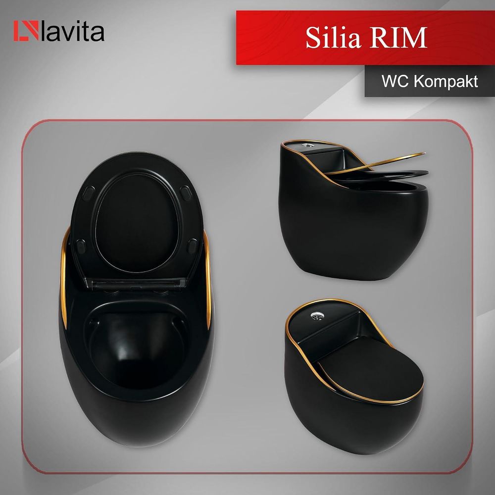 Lavita | WC Kompakt- Silia Rim - Keramik - Randlos - Stilvoller Siphon - Minimalistisches Design