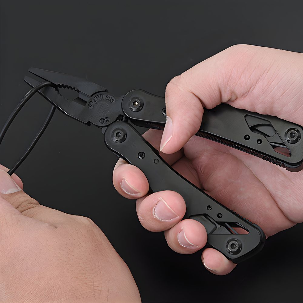 Multitool 11 in 1 Multifunktionswerkzeug 10,5 cm Zange Säge Messer Kartonöffner Feile Drahtschneider Flaschen und Dosenöffner Schraubendreher Retoo