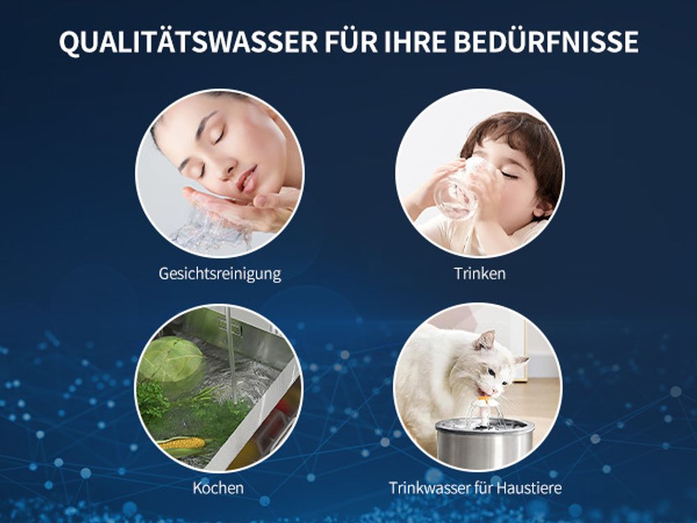 Wasserfilter für Wasserhahn, Desinfektion mit Blaulicht,Geruchsfreies Trinkwasser, Entfernt Chlor, Schwermetalle Geschmack,Hygienisches Trinkwasser