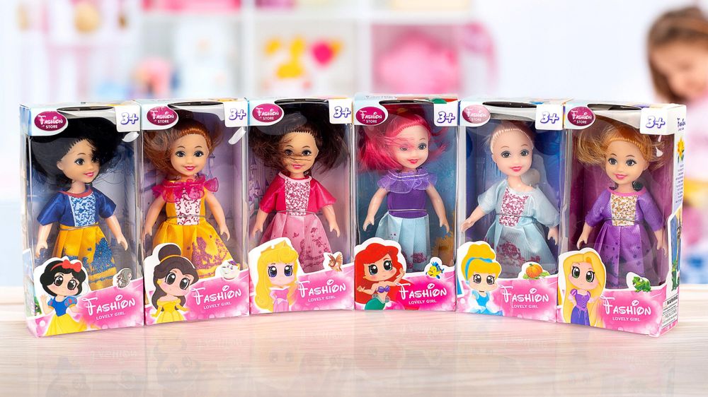 Sechs bunte Prinzessinnenpuppen 12 cm