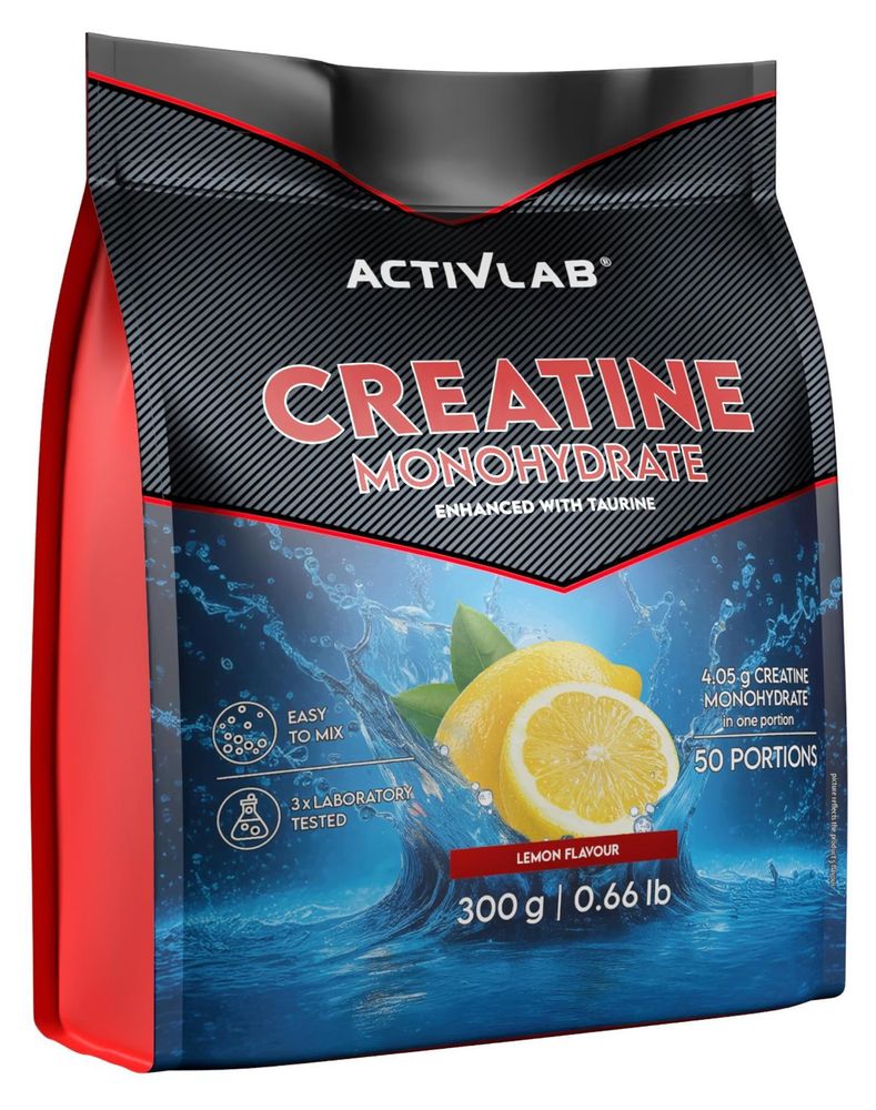 Activlab Creatine Monohydrate mit Taurin – Kreatinpulver Zitrone, 300 g
