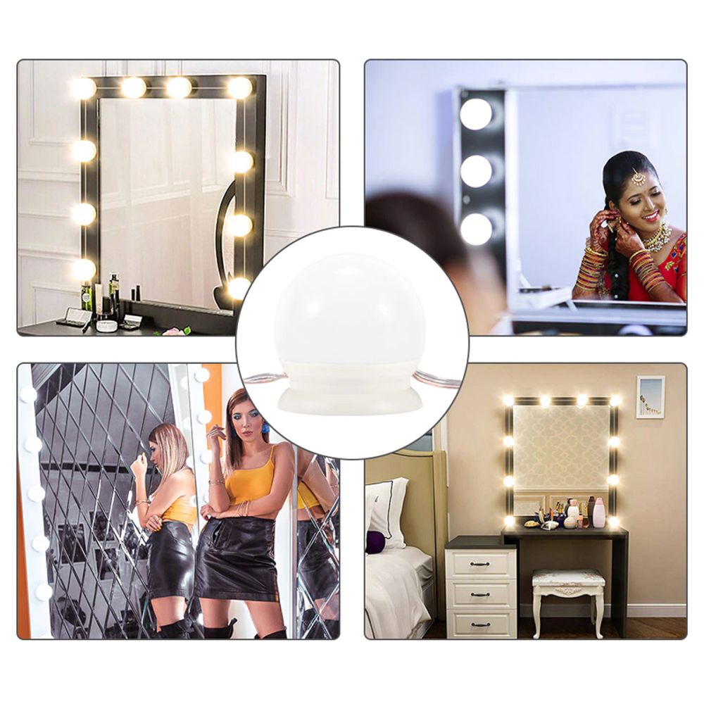10Pcs Hollywood LED Beleuchtet für Schminkspiegel Schrankleuchte Spiegel Beleuchtung Spiegelleuchte Klemmleuchte Spiegellampe Lampe Schminklicht Retoo
