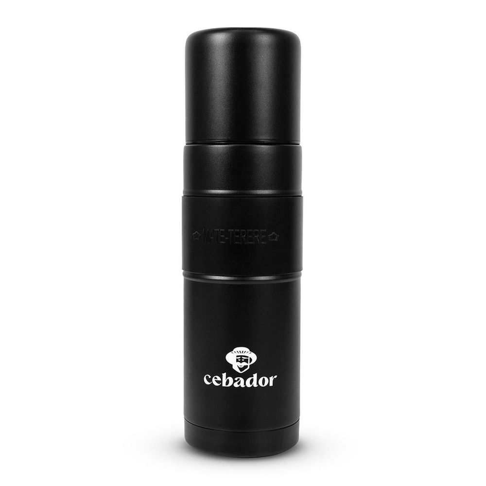 Cebador - Thermoskanne Yerbomos XL  All-in-One Mate Becher Schwarz 750ml - 3-in-1 Termos, Matero, Bombilla - Doppelwand Isolierung - Temperaturhaltend