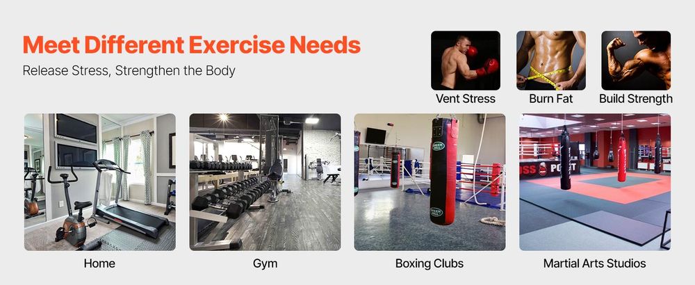 VEVOR 2 in 1 Boxsackständer, Stahl Schwerlast Trainingsgerät, Höhenverstellbarer Boxsackständer mit Klimmzugstange, Freistehender Sandsackhalter, Hält bis zu 140 lbs, für das Fitnessstudio zu Hause, 114x132x201 cm