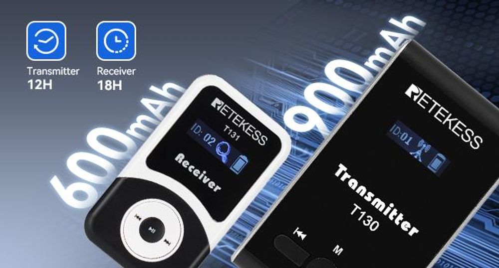 Retekess T130-T131 Tour guide System,60 Meter,99 Kanäle,18H,mit Mikrofon, PLL-Technologie, Geeignet für Reisebüros,Museumbesuche,walkie talkie