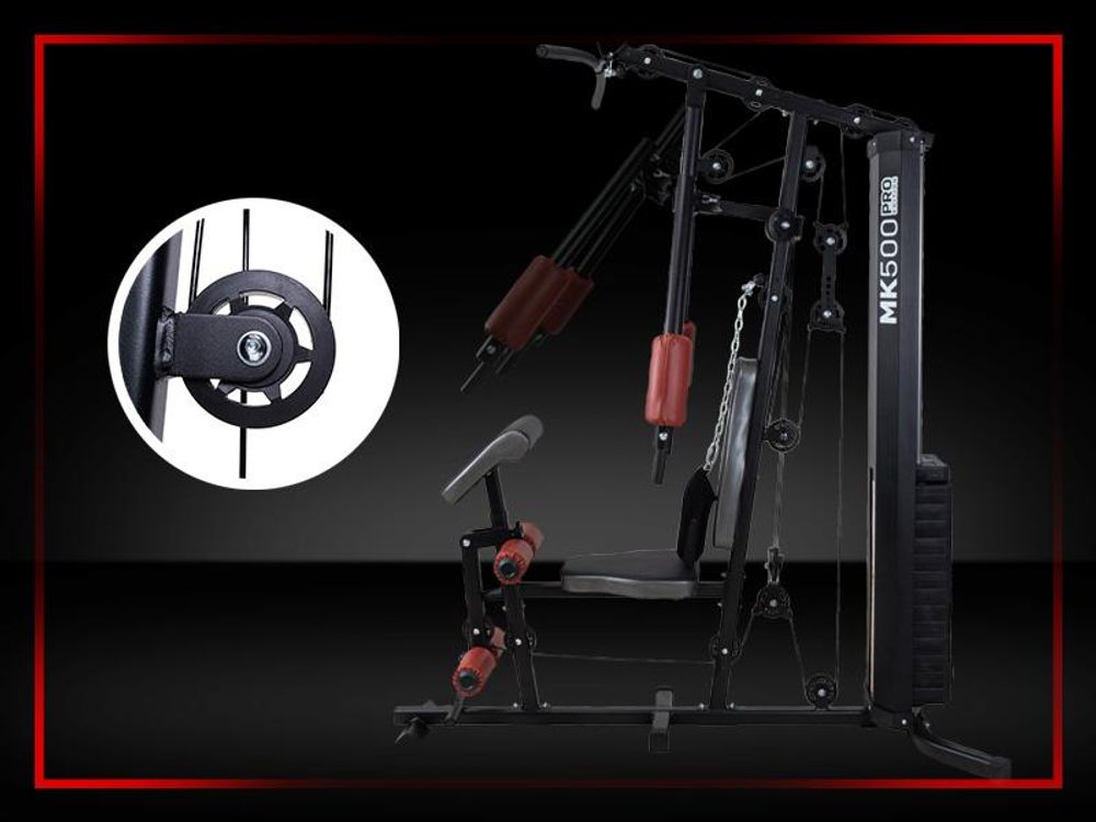 Miweba Sports 50in1 Kraftstation MK500 Pro | Fitness Station Zuhause - 60kg Gewichte - Latzug, Arm- & Bein Training, Butterfly, Bankdrücken, Rudern