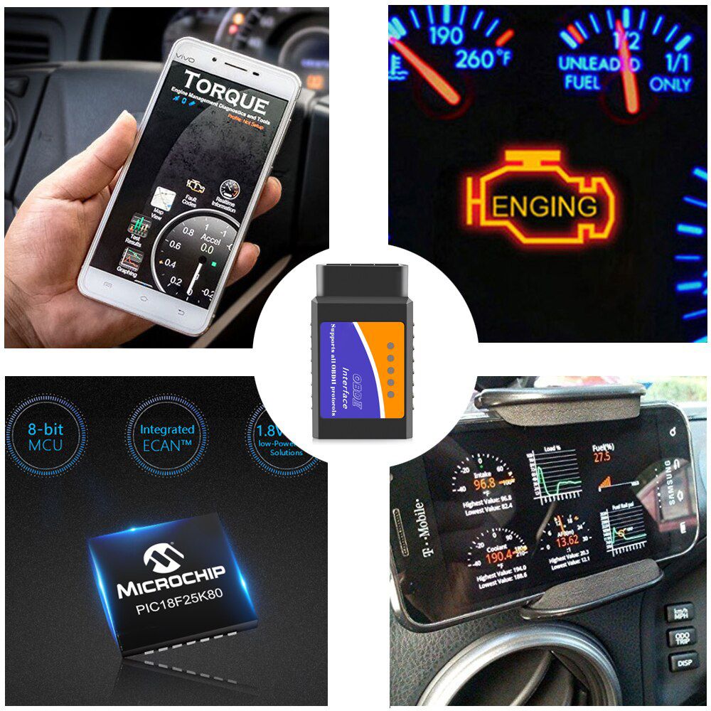 OBD2 ELM327 Diagnose Gerät Bluetooth 5.0, 4.0, 3.0 iOS Android PC KFZ Auto Scanner Tool Interface App Diagnosegerät Auslesegerät Fehlercodeleser Retoo