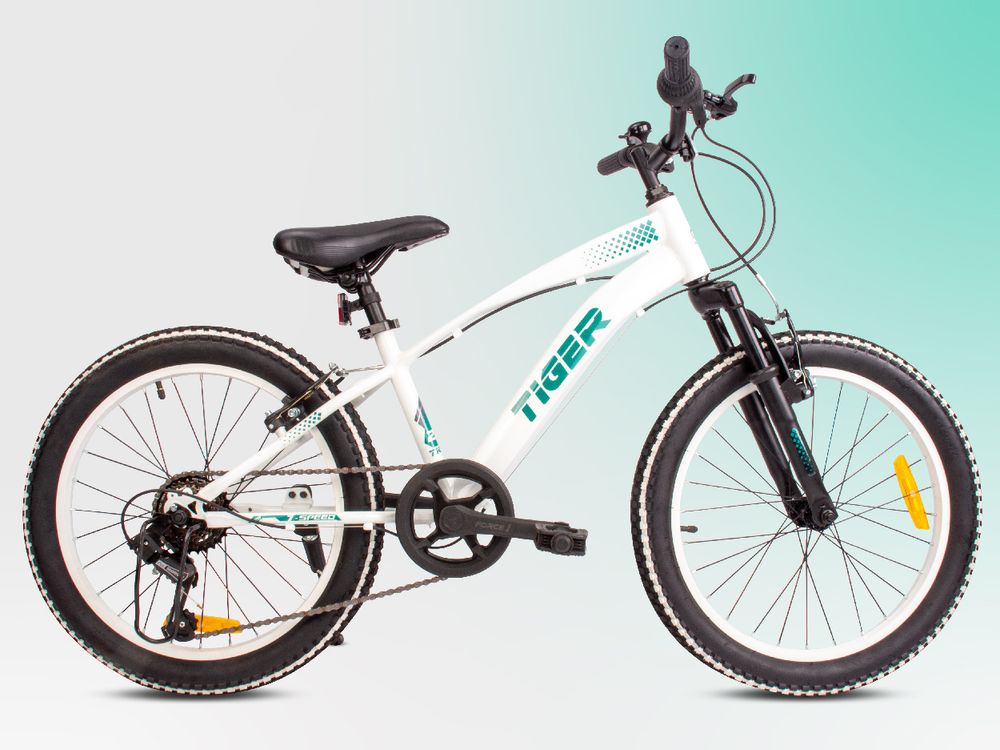 Kinderfahrrad Jungenfahrrad 20 Zoll Fahrrad mit 6 gang Kettenschaltungen Shimano RevoShift Tiger Bike weiß