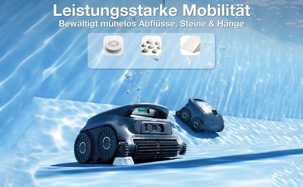 WYBOT B1 kabelloser Poolroboter mit Vollabdeckung & Kantenreinigung Black Neu