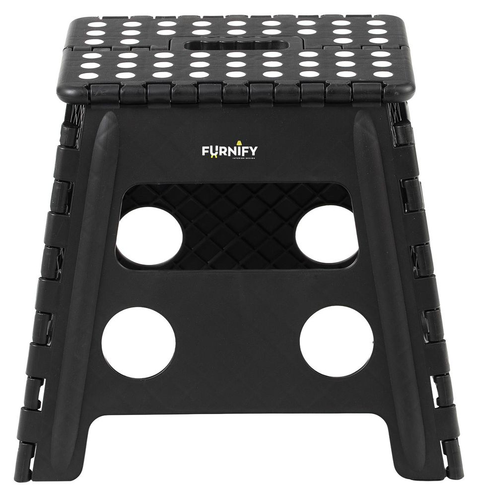 FURNIFY® Klapphocker QUICKSTEP Haushaltshocker | Faltbarer Tritthocker Klapptritt | Schwarz