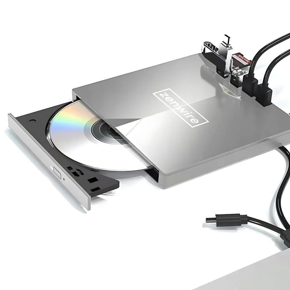 Tragbares externes Laufwerk - CD-/DVD-Lesegerät - Player - für Brenner - für Discs - USB-C 3.0-Hub