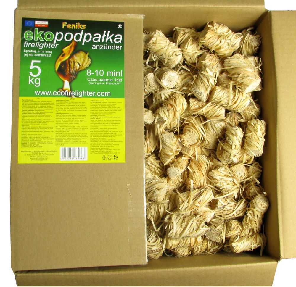Feniks Ecopod – accendifuoco naturale 5 kg per griglia, camino e forno a legna