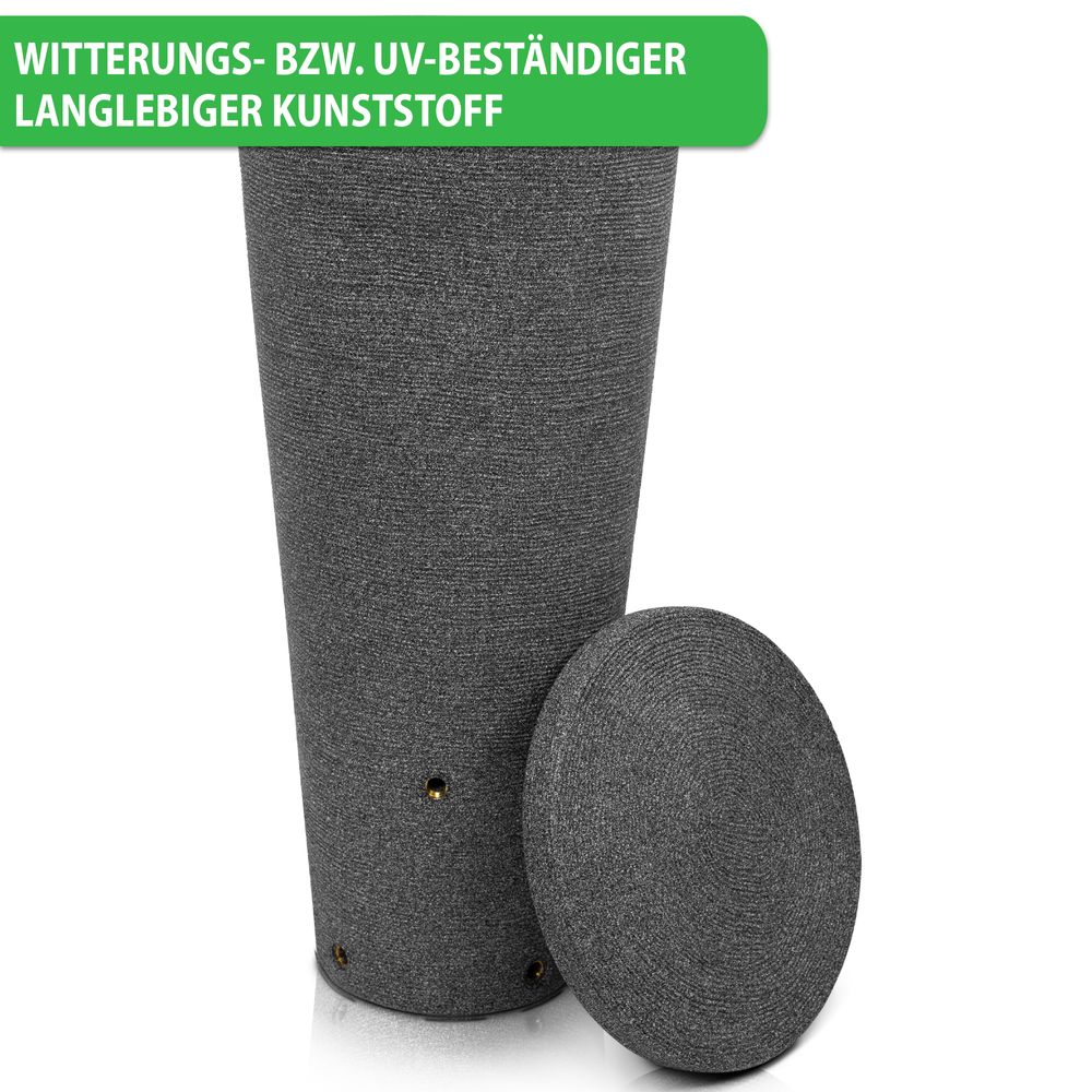 YourCasa Regentonne 120 Liter [Tubo Tank] mit Metallgewinde & Deckel - Regenfass Frostsicher aus Kunststoff - Regenwassertonne - Regenwassertank