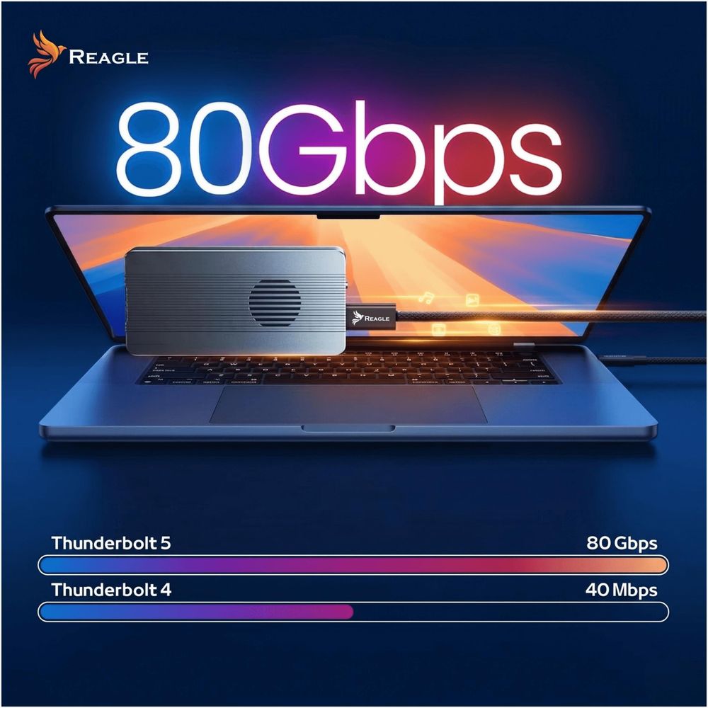 REAGLE THUNDERBOLT 5 USB-C PD 240W 16K 80 Gbps USB4 Kabel, Macbook Pro 14 16 1m