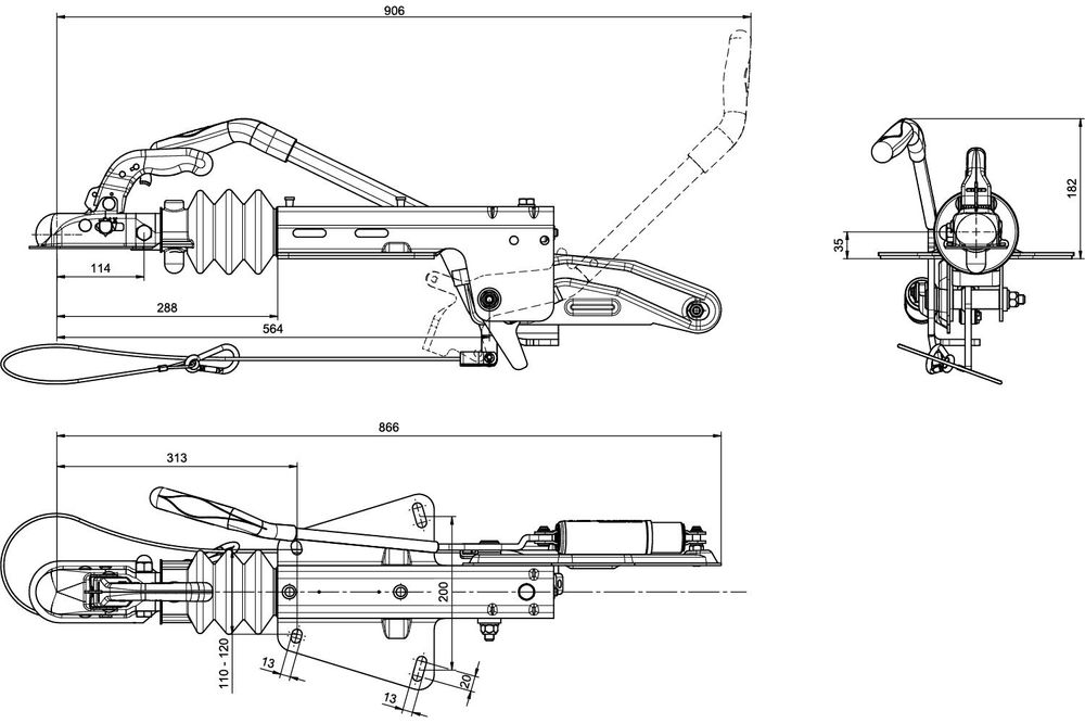KNOTT Auflaufvorrichtung KF17-C mit Kupplung K20-B, zGG 900-1700 kg, Stützlast 100 kg, Lochbild 166/13, verzinkt, für gebremste PKW-Anhänger