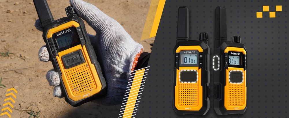 Retevis RB648 Wytrzymałe krótkofalówki, wodoodporne radio IP67, podwójne PTT, ładowanie 2000 mAh typu C, awaryjne krótkofalówki dla dorosłych na plac budowy (2 szt.)