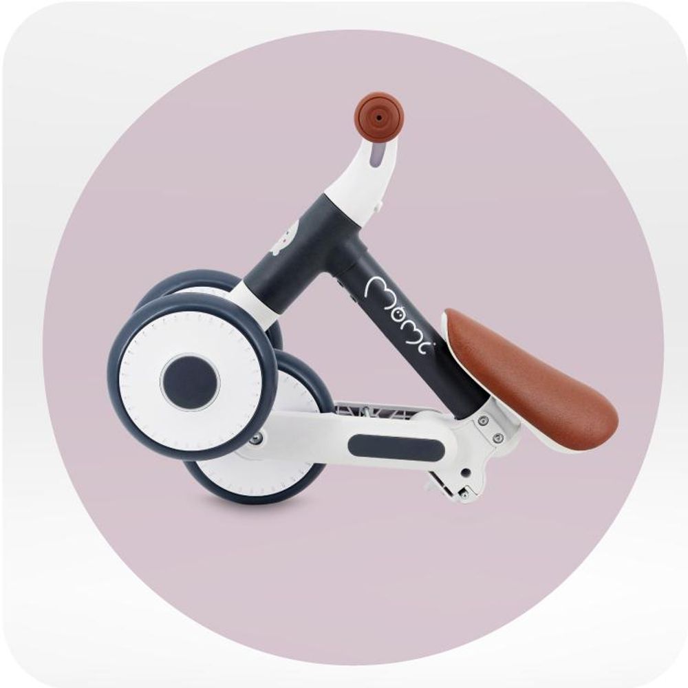 MoMi DEX – Faltbares 2-in-1 Laufrad & Dreirad ohne Pedale, leicht, werkzeuglos montierbar, verstellbarer Sitz, ab 12 Monaten, bis 20 kg – Graphit
