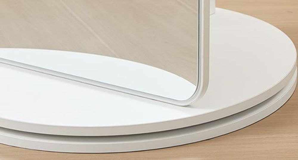 SONGMICS Spiegel 360° drehbar, mit Haken und Ablagen, Standspiegel für Wohnzimmer und Schlafzimmer, Hartglas, gewölbt, weiß