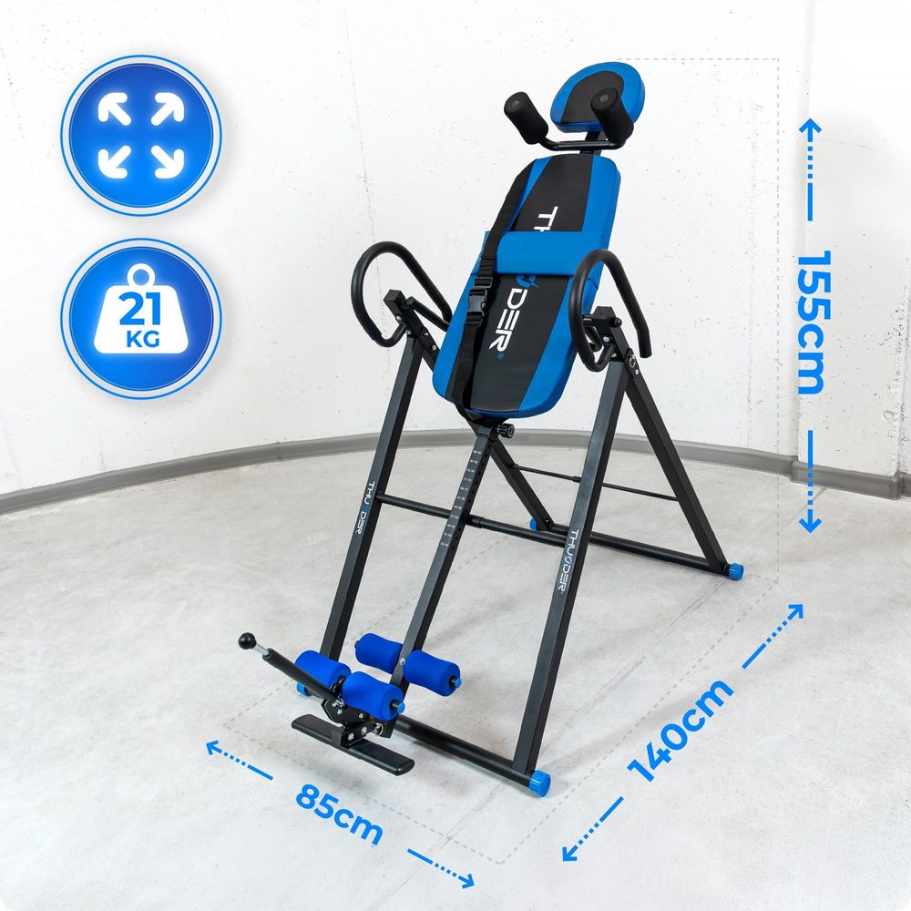 THUNDER® BAGGY Banc d’Inversion jusqu’à 150 kg Banc Gravitationnel Pliable Banc de Rééducation pour le Dos et la Colonne Vertébrale