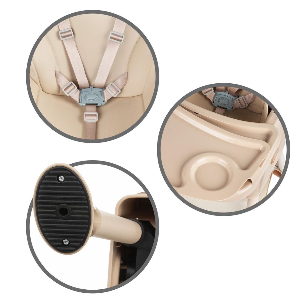 Kidwell TINTO 2-in-1 Kinderhochstuhl - mitwachsender Hochstuhl & Kinderstuhl, klappbar, Doppeltablett, ab 6 Monaten bis 6 Jahre, Beige