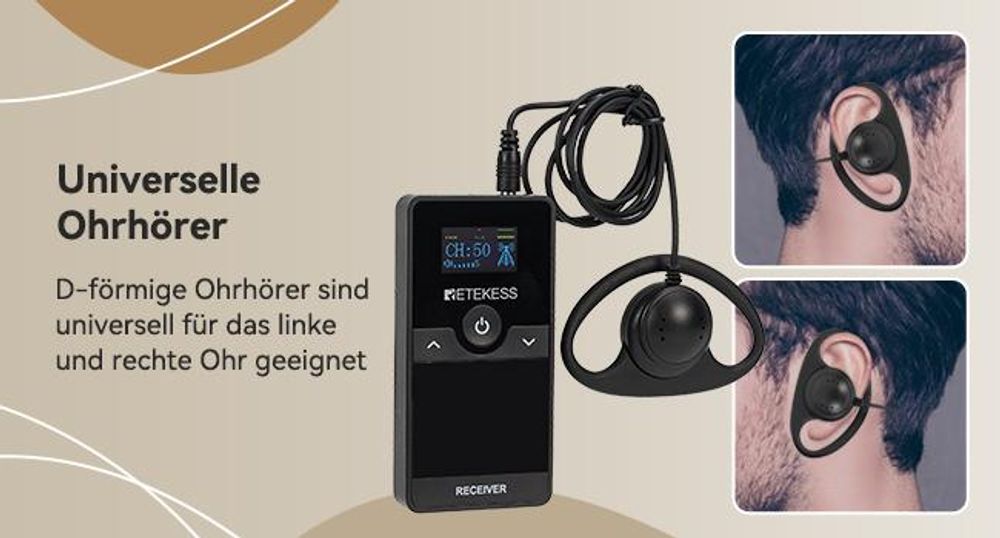 Retekess TT116 Tour guide system , 50-Kanal-Dolmetschersystem, 200 m Lärmreduzierung, Kabelloses Audio System für Tourismus, Kirche, Fabrik, Konferenz