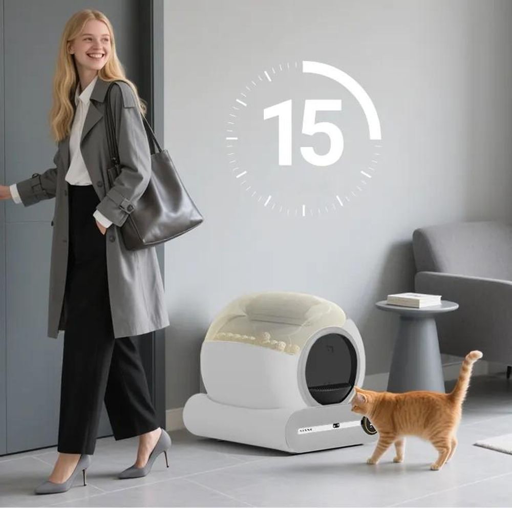 Kiano Luna Automatische Katzenstreu-Toilette selbstreinigend WLAN App Steuerung Geruchsneutralisierung 65L Katzenklo SmartLife Tuya, Große Kapazität