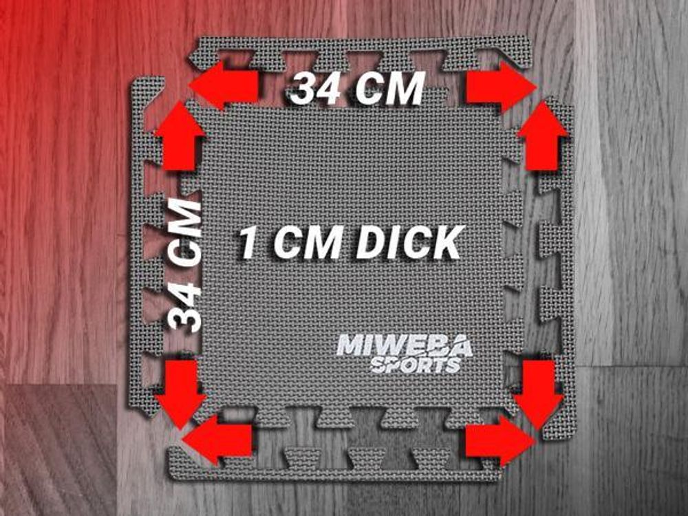 Bodenschutzmatte BS50 | Unterlegmatte für Fitnessgeräte - Fitnessmatte - Puzzlematte - Rutschfest - EVA-Schaumstoff - Set 18 Stück 34 x 34 cm(Schwarz)