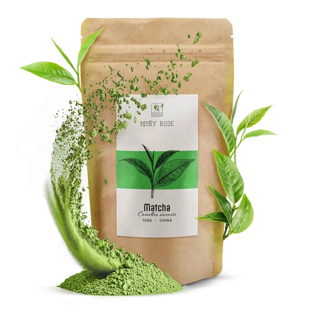 Mary Rose - Matcha Tee Pulver 100g - Grüner Tee Aus Hangzhou - Intensives Umami Aroma - Perfekt für Latte, Smoothies, Backen - Energie, Fokus