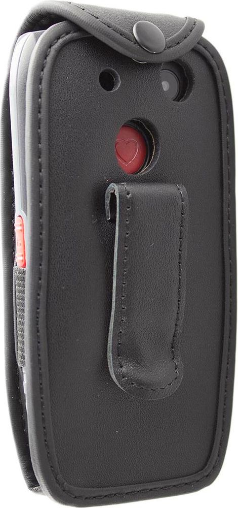 caseroxx Ledertasche mit Gürtelclip kompatibel mit Artfone 4G Seniorenhandy C1 / C1+ aus Echtleder, Tasche mit Gürtelclip und Sichtfenster  – Frontalansicht